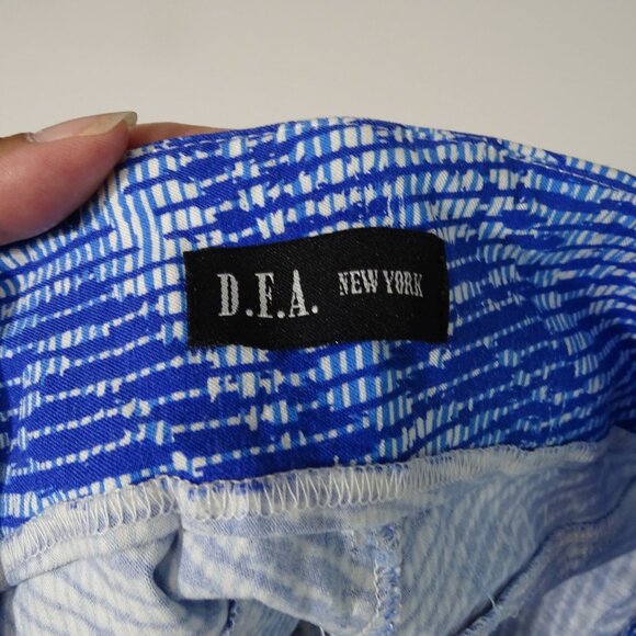 DFA New York Blue Printed Fitted Skinny Leggings Women Size XS-S Ankle Zipper - Picture 5 of 9